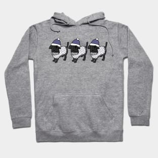 Three Cute Dogs Blue Hat Christmas Winter Sweater Hoodie